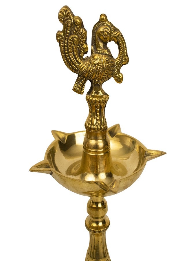 Spillbox مصباح زيت ديا نحاسي تقليدي مصنوع يدويًا من Spillbox، مناسب للمعابد المنزلية، زينة وهدايا للعبادة | ديبام بلمسة نهائية عتيقة للمعبد والمنزل | Kuthu vilakku- KV Annam Medium - Image 5